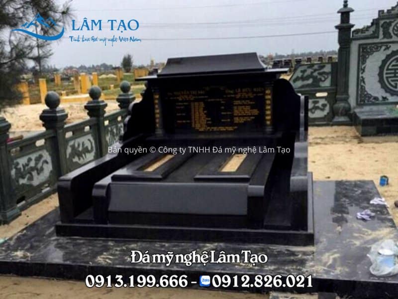 Ngôi mộ Granite đẹp được làm tại Ninh Bình với những đường cắt vát tinh tế